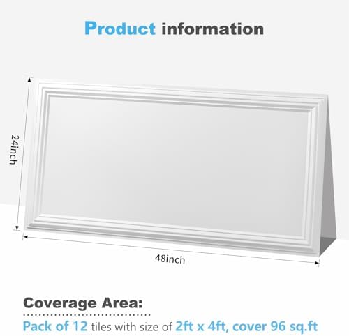 Art3d 12-Pack Waterproof Drop Relief Ceiling Tiles, 24 x 48 in - Image 6