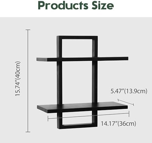 Floating Shelves for Wall, Decorative Wall Shelves Black, Plants Shelf Framed - Image 3