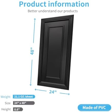 Art3d PVC Ceiling Tiles, 3D Plastic Sheet in Black, 2 × 4 ft - Image 2