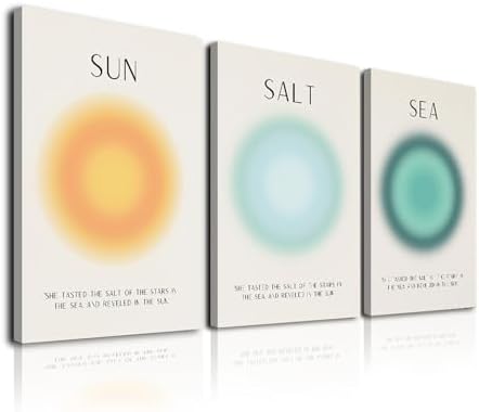Framed Set of 3 Aura Beach Wall Art Sun Salt Sea Aura Aesthetic Wall Decor by TWNSWALLART