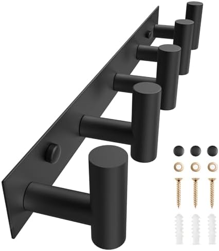 VAEHOLD Black Hat and Coat Wall Mount Rack 5 Hooks by VAEHOLD