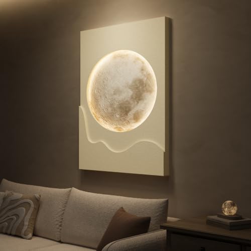 Cuspin Large White 3D LED Moon Wall Art, 24x36 In - Image 2
