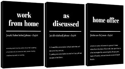 3 Piece Inspirational Canvas Wall Art, Quote "Work From Home by GUTTATYART