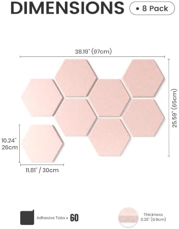 Fluxynara 8-Pack Hexagon Felt Bulletin Board Tiles - Image 2