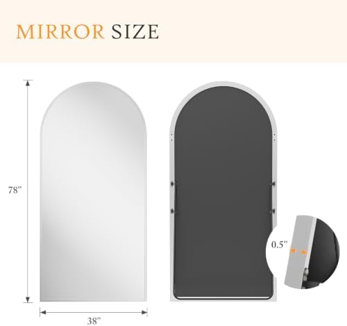 NEWBULIG 78"x38" Arched Full Length Mirror, Full Body Floor Mirror - Image 2
