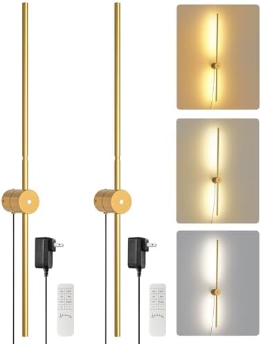 33" Wall Sconces Set of 2 with Remote Control, Dimming & 3 Color Temperatures by GOEBLESON