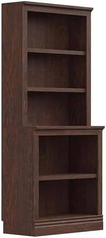 JAHRSTIM Halston Multi-Depth 5-Tier Bookshelf Shelving Unit, Dark Cherry by LivingEssentials