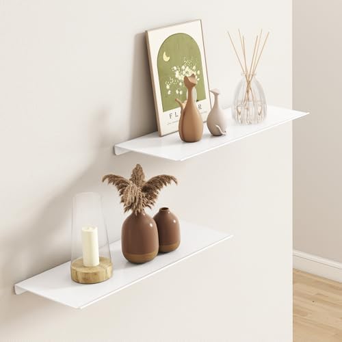 MKO 12" Floating Shelves for Wall, Small Metal Wall Mounted Shelf for Bathroom - Image 4