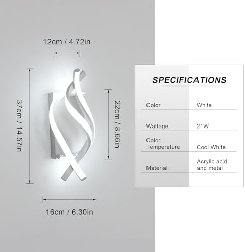 DELIPOP Wall Sconces, Modern Wall Sconce, 6500K Cool White Indoor Wall Light - Image 5