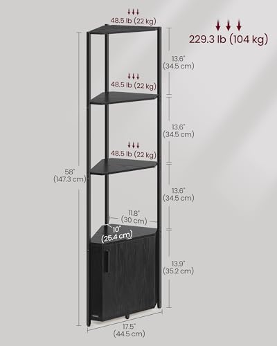 VASAGLE Corner Shelf Floor Standing, 5-Tier Bookshelf - Image 3