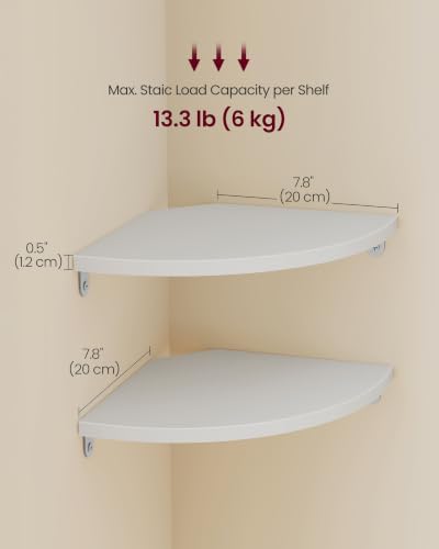 VASAGLE Floating Corner Shelves, 7.8 x 7.8 x 0.5 Inches - Image 3