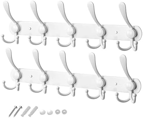 GlazieVault White Coat Hooks for Wall by GlazieVault