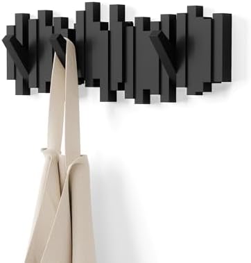 Umbra Sticks Wall Mount Coat Rack, 5 Hook Retractable Pegs by Umbra