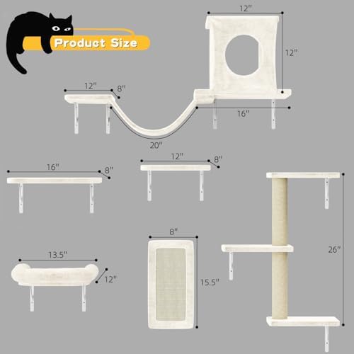 12-in-1 Cat Wall Shelves, Wall Mounted Cat Climber - Image 5