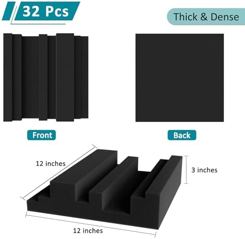 TroyStudio Thickened 12 X 12 X 3 Inch Acoustic Foam Panels in Diffusion Pattern - Image 2