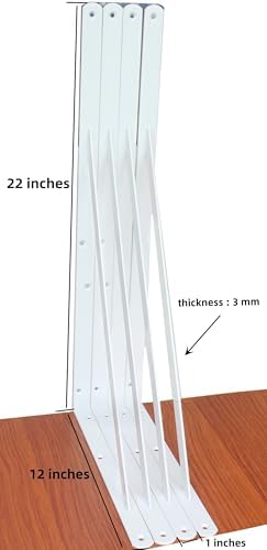 20 Pack L22 x H 12" White Heavy Duty Shelf Brackets - Image 2