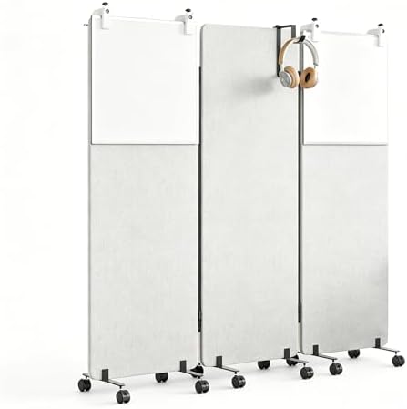3 Panel Soundproof Room Divider W/Wheels, Office Divider by YASRKML