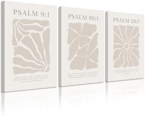 Scripture Christian Wall Art Set of 3 Beige Bible Verses Wall Decor Neutral by Unknown