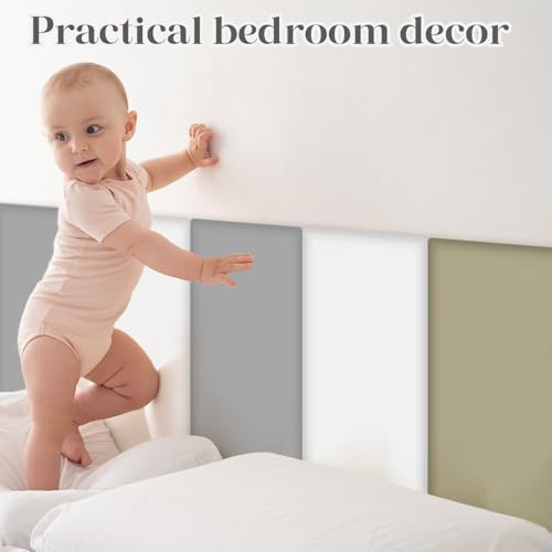Hahafelt 8 Pack Wall Padding Headboard 15.75" x 7.87" x 1.18" Grey Colors - Image 5