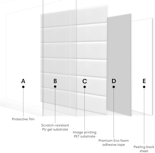 Select 5 Pack Peel and Stick Backsplash Square Tiles, 12x12 in, Stone White - Image 4