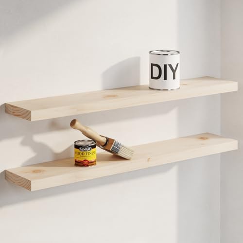 Homeforia 30 Inch DIY Floating Shelves, High-End Solid Pine Wood by Homeforia