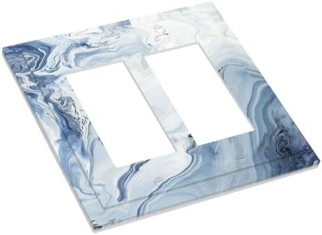 Decorative Outlet Covers Blue Marble Pattern 2 Gang Double GFCI Rocker - Image 3
