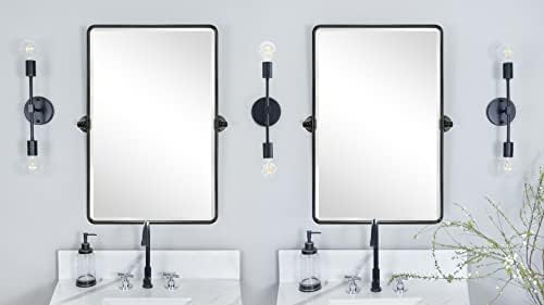 TEHOME Oil Rubbed Bronze Pivot Rectangle Mirrror Farmhouse Tiltable Rounded - Image 6