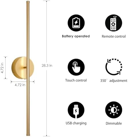 KARTOOSH Battery Operated Wall Sconces Set of Two Wireless Wall Lights - Image 5