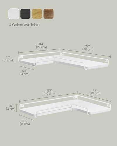 VASAGLE Corner Shelf Wall Mount Set of 2, Small Corner Floating Shelves - Image 3