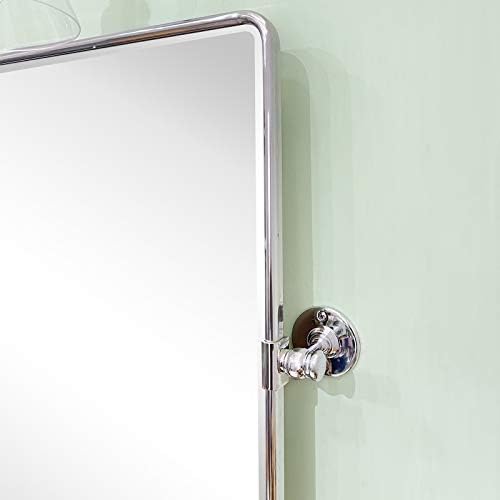TEHOME Chrome Pivot Rectangle Bathroom Vanity Mirrror Farmhouse Tiltable - Image 5