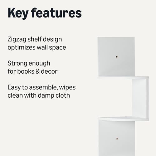 Amazon Basics 5-Tier Corner Shelf, Wall-Mounted, Floating Corner Bookshelf - Image 3