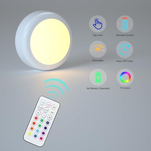 SEMSMOKS LED Puck Lights with Remote, AA Battery Powered Operated, 6 Pack - Image 4