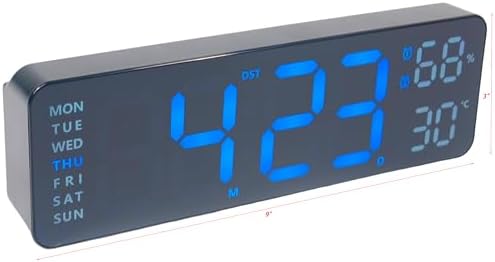 Digital Wall Clock, Big Digits, Modern Electric Wall Clock 9" - Image 2