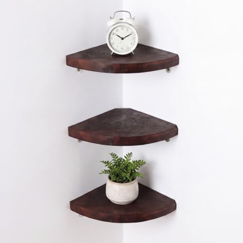 3 Pcs Corner Floating Shelves for Wall Solid Wood 7 Inch by Unknown