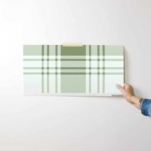 Spoonflower Sage Green Plaid Peel and Stick Wallpaper - Image 7