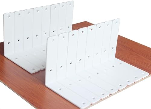 16 Pack - L 6" x H 6" x W1.5, 5mm Thick White L Shelf Bracket, Iron Shelf by MHMYDZ