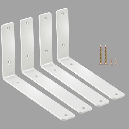 12 Pack - L 6" x H 4" x W1.5, 5mm Thick White L Shelf Bracket, Iron Shelf - Image 7