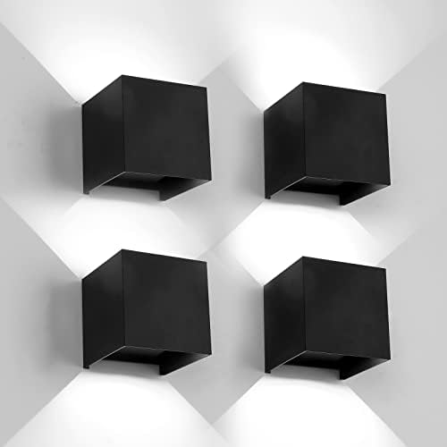 Mille Lucciole 12W 4Pack Outdoor Wall Lights Exterior/Interior, LED Black by MilleLucciole
