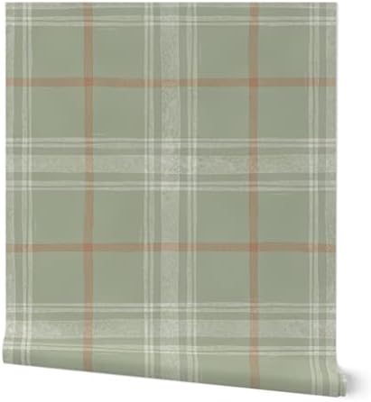 Spoonflower Sage Green Block Peel and Stick Removable Wallpaper by Spoonflower
