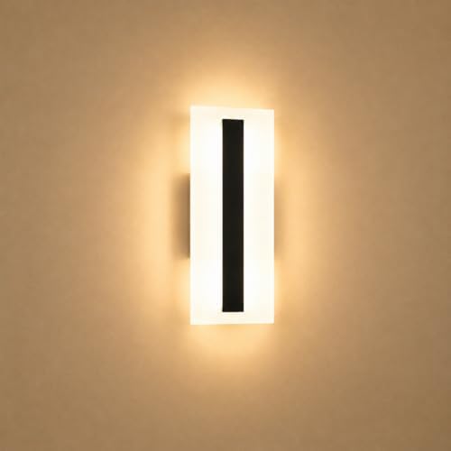 Modern LED Wall Sconce 1 Pack, 7W Black Wall Light 3000K Warm White, by BrightUpHomeWithLight