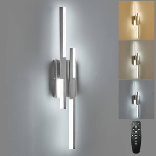 Benkut Modern LED Wall Sconce Silver Remote Wall Light Fixtures by Benkut