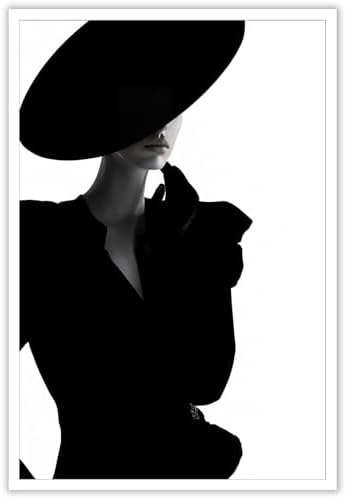 Trendy Magazine Cover Poster Black And White Fashion Women Canvas Wall Art by Unknown