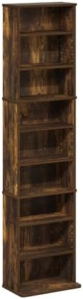 Furinno Jaya DVD Shelf, 9-Shelf Tall Narrow CD Rack, Media Shelf - Image 6