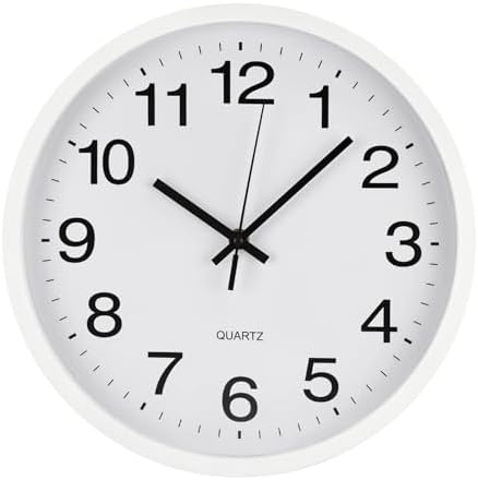 Wall Clock Modern Simple Style Round Plastic Decor Clock Non-Ticking Silent by BAKBRAND