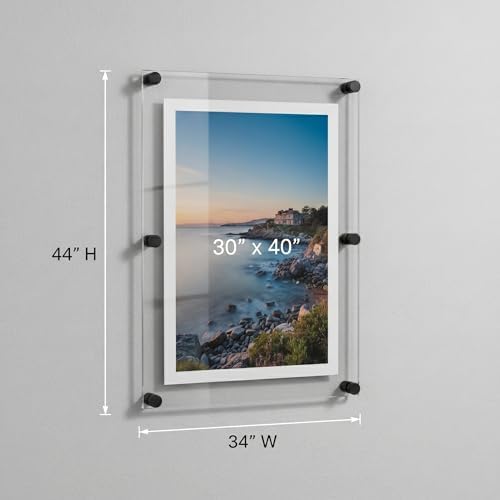 Azar Displays 105540-BLK Acrylic Floating Double Panel Wall Frame, Overall - Image 2