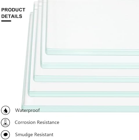 12" W x 36" L - 5 PCS Rectangle Tempered Glass Shelf Set, Glass Shelves of Wall - Image 7