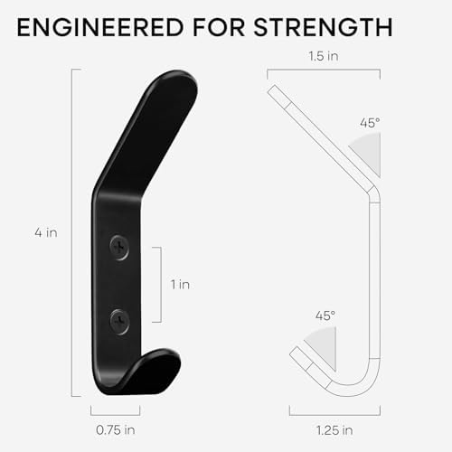Homeforia Black Wall Coat Hooks, High-End Metal, Heavy Duty - Image 4