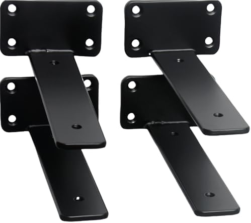 4 Pack - 7 inch Black Hidden L Shelf Bracket Iron Floating Shelf Brackets by MHMYDZ