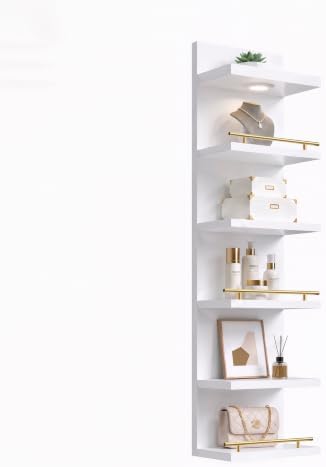 REIBII 6 Tier Wall Shelf Unit, LED Light by REIBII