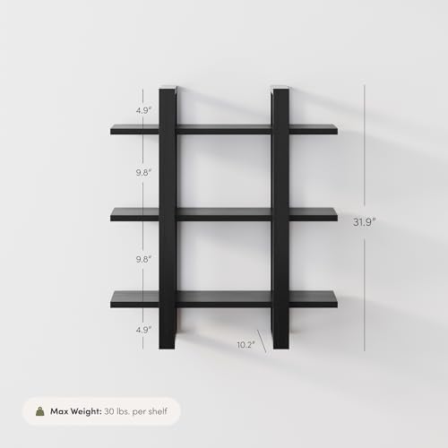 Nathan James Benji Mid Century Wall Unit Bookcase, Decorative Floating 3-Tier - Image 2